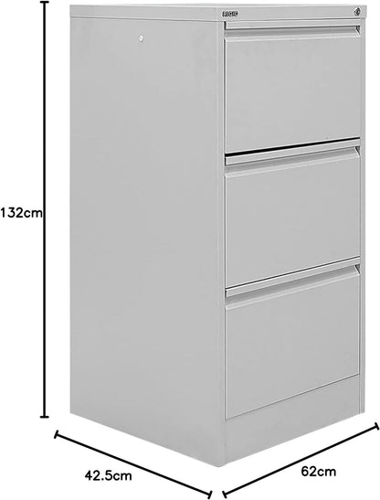 RIGID Steel Vertical Filing Cabinet Large Storage steel Cabinet, Metal Portable Cabinet with 3 Drawers for Legal (White)