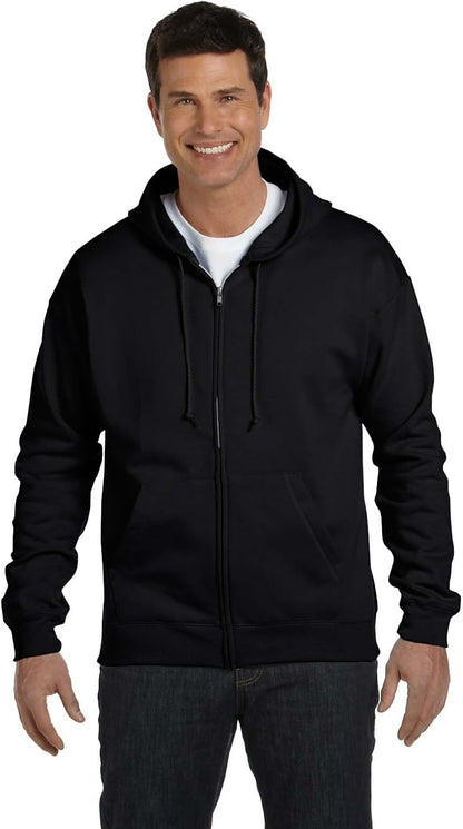 Hanes Men's Hoodie, EcoSmart Fleece Zip-Front Hooded Sweatshirt, Cotton-Blend Fleece Hooded Sweatshirt, Mid-Weight Zip-Up, Charcoal Heather, S