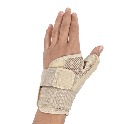 Thumb Splint with Wrist Brace - Thumb Support Brace for Wrist Hand Thumb Stabilizer Fits Both Right Left Hand for Men and Women (Beige)