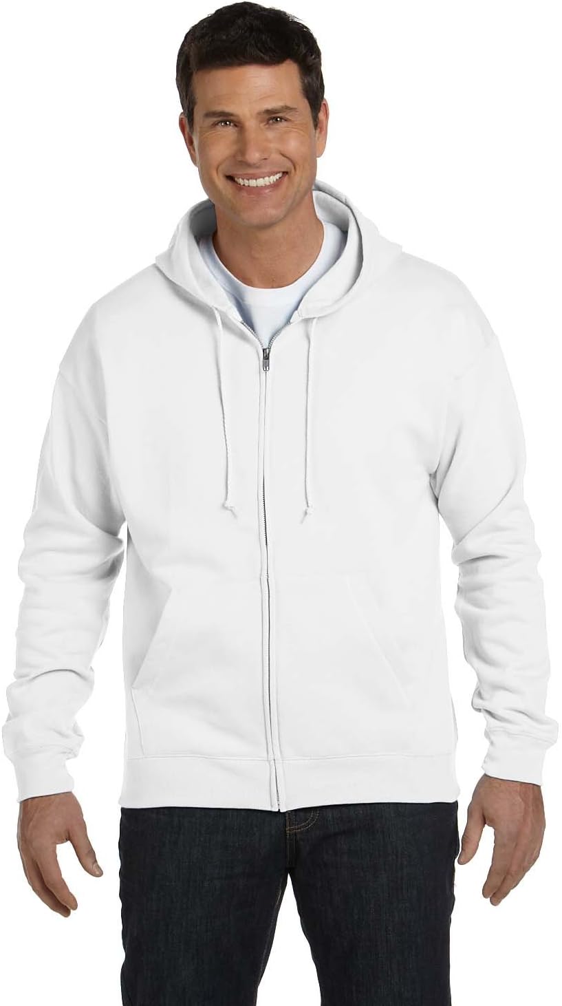 Hanes Men's Hoodie, EcoSmart Fleece Zip-Front Hooded Sweatshirt, Cotton-Blend Fleece Hooded Sweatshirt, Mid-Weight Zip-Up, Charcoal Heather, S