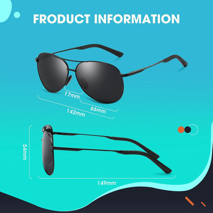 YUKANNA Sunglasses for Men Women Pilot Polarized Sun glasses with UV 400 Protection Metal Frame for Driving Golf Fishing