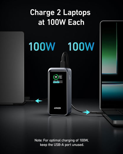 Anker Prime Power Bank, 20,000mAh Portable Charger with 200W Output, Smart Digital Display, 2 USB-C and 1 USB-A Port Compatible with iPhone 15/14 Series, Samsung, Dell, and More