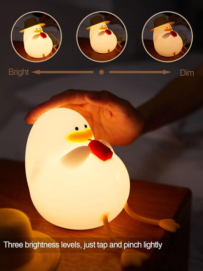 Happy Duck Kids Night Light, Silicone Nightlight for Kids, Cute and Dimmable Silicone Lamp for Soothing Bedtime Ambianc