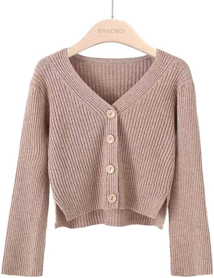 Fankle Sale Women's Button Down V Neck Long Sleeve Cropped Soft Sweater Knit Cardigan Coat