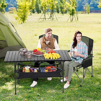 Jorunb Large Foldable Table,Portable Camping Table,Picnic Table,Backpacking Table with Storage Waterproof Pocket,for Outdoor BBQ,Cookout,Picnic,Beach,Camping and Beach 95 * 55 * 50CM