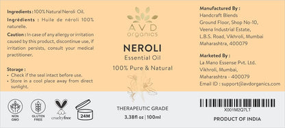 AVD Organics Sweet Orange Essential Oil 100ml - Pure, Natural, Cold Pressed & Undiluted -Use in Aromatherapy Diffusers for Mood Lifting - 3.38 fl. Oz