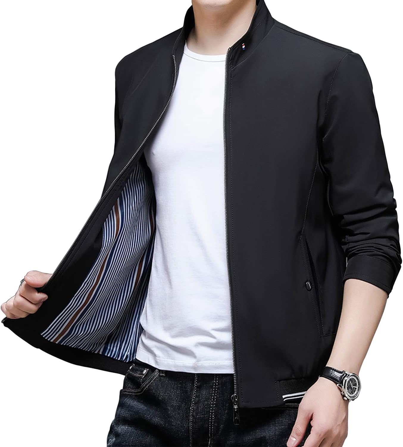 HaoMay Men's Business Casual Full Zip Lightweight Outwear Jackets