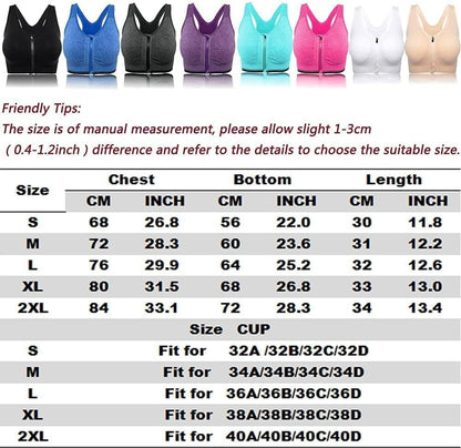 2 Pcs Zip Front Sports Bra, Post Surgery Bra Yoga Bra Workout Fitness Activewear Racerback Padded Bras for Women