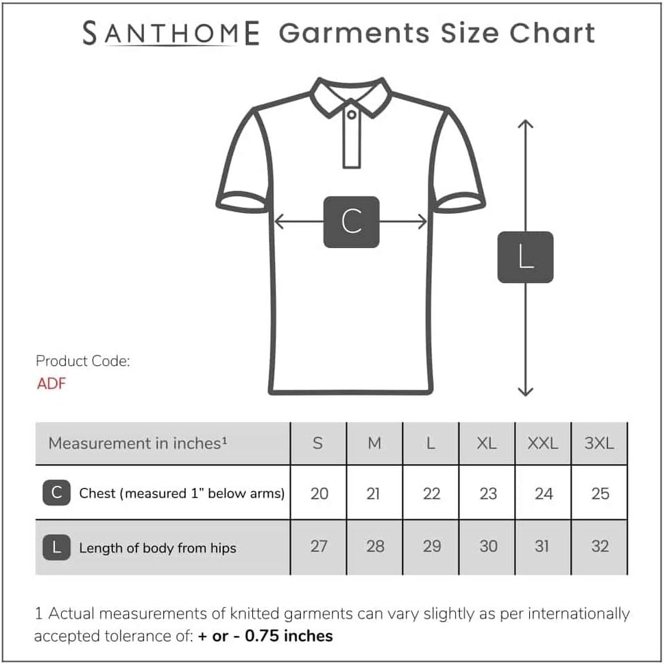 Santhome Men's Basic DryNCool Half Sleeve Polo T-Shirt with UV Protection