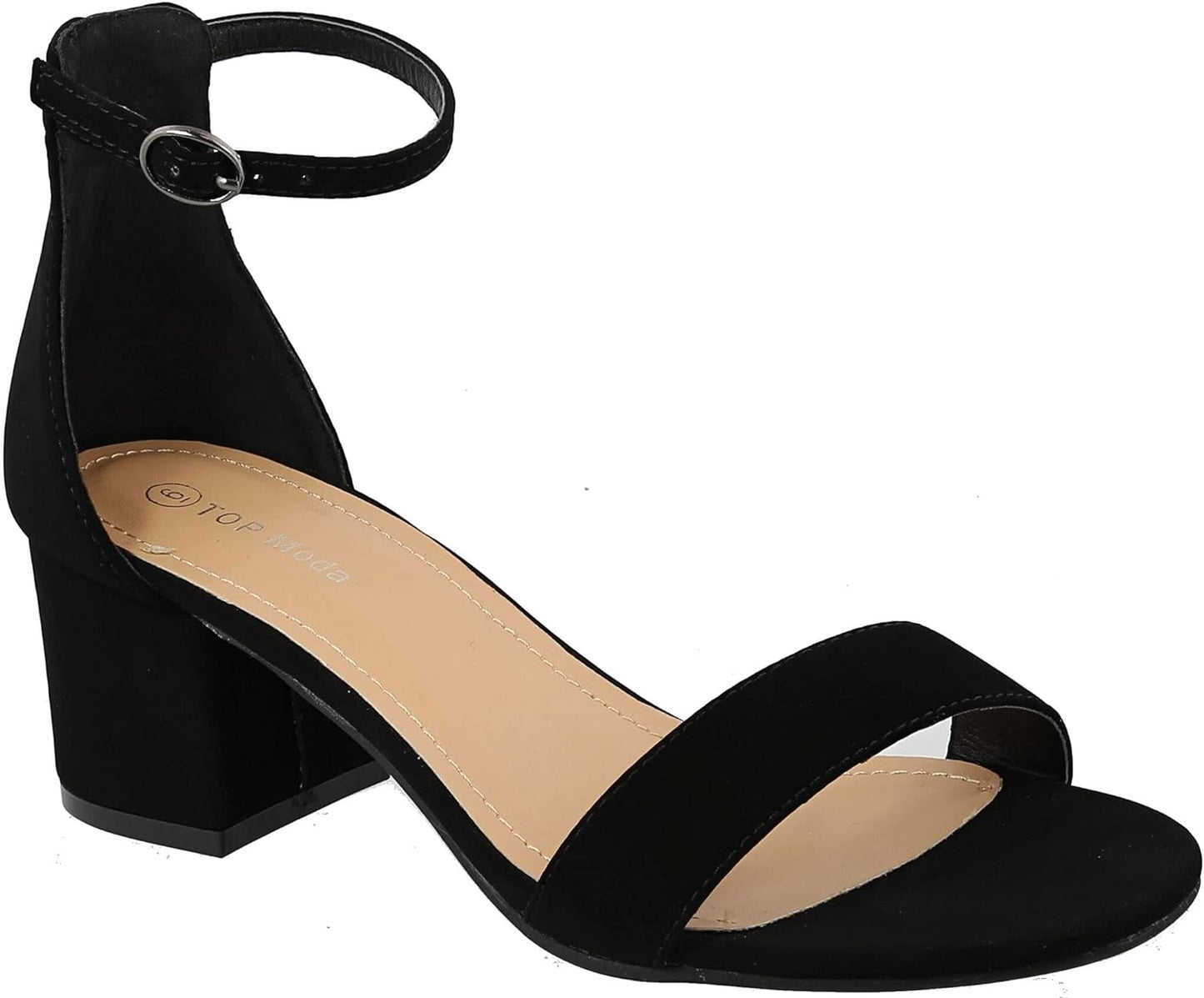 Over the Toe Strap Ankle Wrap Strap Heel Open Toe Block 2' Heel