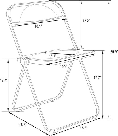 Folding Chair,Transparent Acrylic Chair,Dressing Dining Chair, Live Photo and Makeup Chair,Crystal Light Luxury Stool Backrest,18x19x30in PC Seat Chrome (white 1)