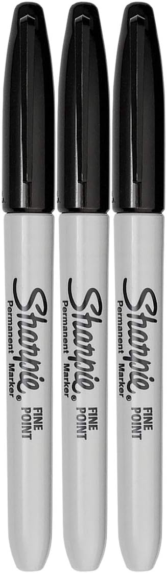 Sharpie Permanent Marker, Fine Point, Black, Pack of 3