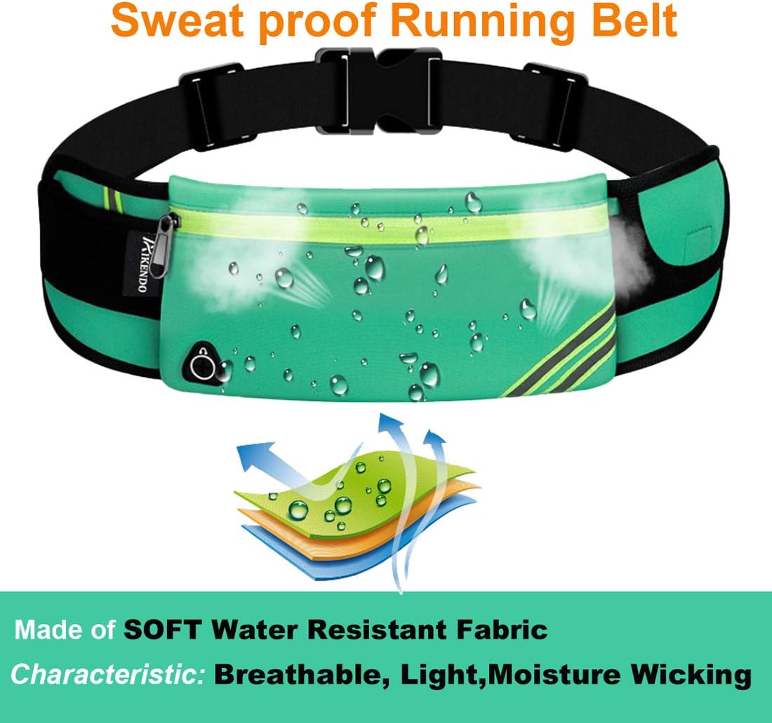 AIKENDO Running Pouch Belt Waist Pack Bag,Workout Fanny Pack,Bounce Free Jogging Pocket Belt–Travelling Money Cell Phone Holder for Running Accessories, Blue, One Size