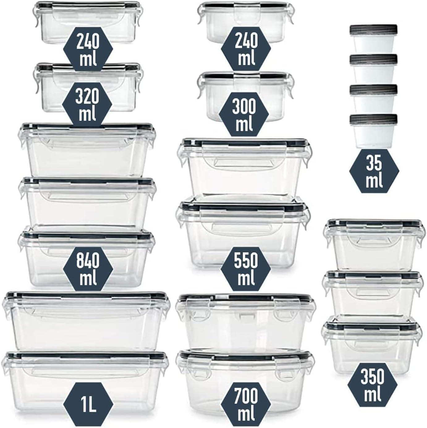 TYCOM Airtight Food Storage Containers - Wildone Cereal & Dry Food Storage Containers Set of 7 with Easy Locking Lids, for Kitchen Pantry Organization & Storage