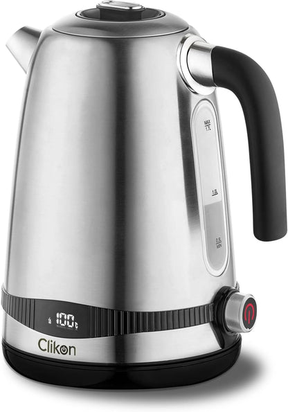 Clikon – 1.8 Liter Glass Body Electric Cordless Kettle with 360° Swivel Base, Power Cord Storage, Auto Cut-off Function, LED Indicator, 1500 Watts, 2 Years Warranty, Clear - CK5138