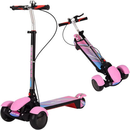 HONELEVO Kick Scooter Three Wheels, 5 Adjustable Height with LED Flashing Light and Music, For Children Age 3 Years and Up