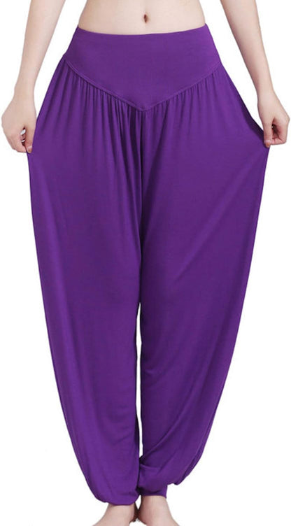 WSLCN Cropped Pants Harem Bouffant Soft Spandex Modal Yoga Pilates Pants Loose Trousers