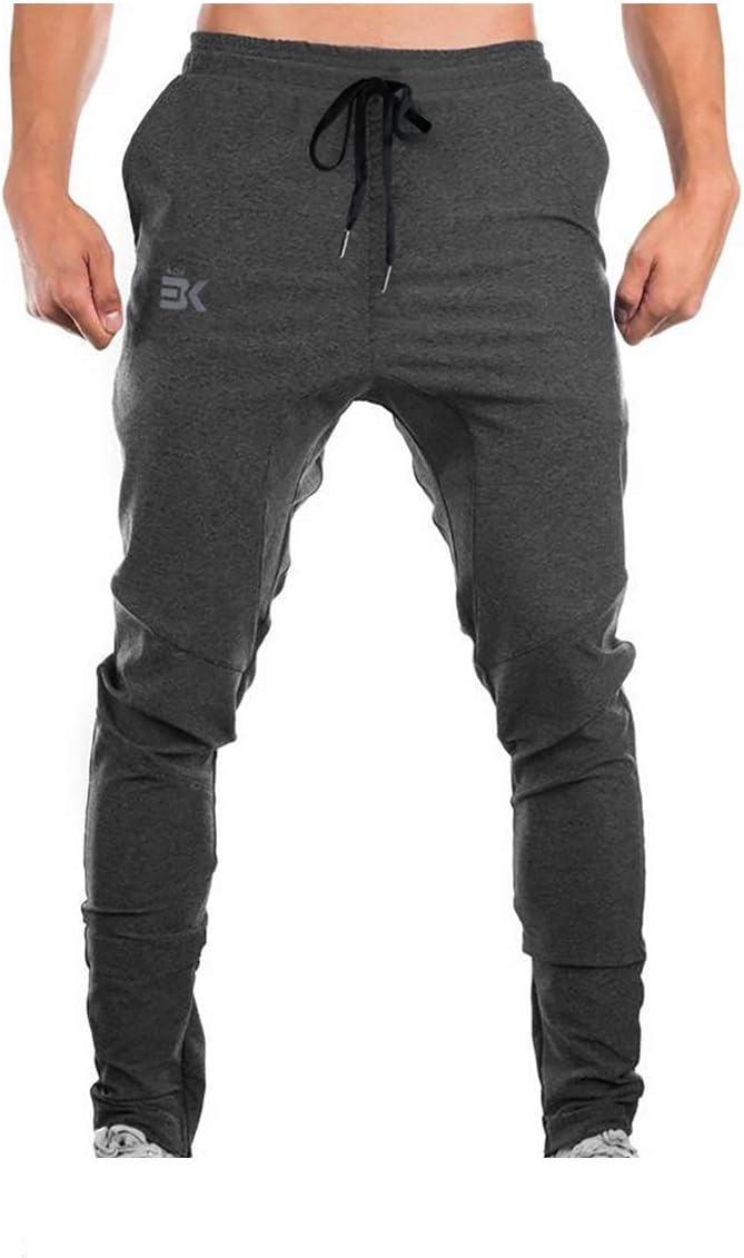 BROKIG Men's Athletic Running Sport Pants, Casual Gym Pants with Zipper Pockets