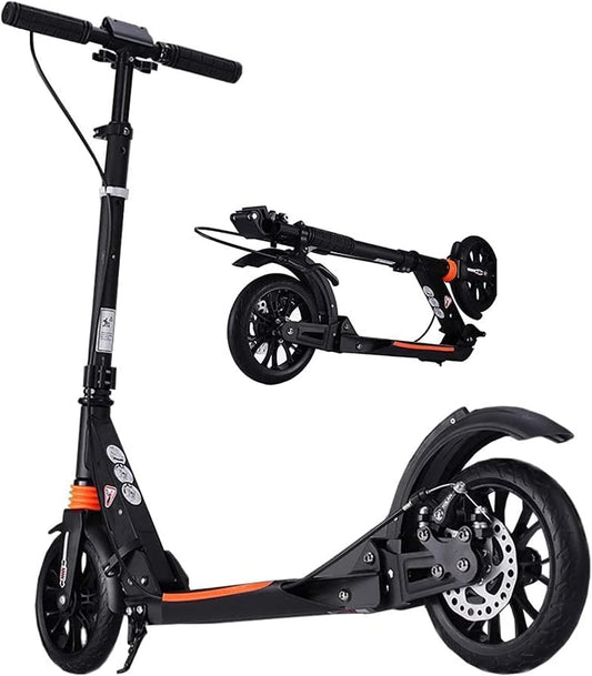 Honelevo Scooters For Adults - With Double Shock Absorption System, Disc Brakes, 3 Height Adjustable, Support 100kg Weight, Suitable For Teenagers And Children Over 8 Years Old.black color