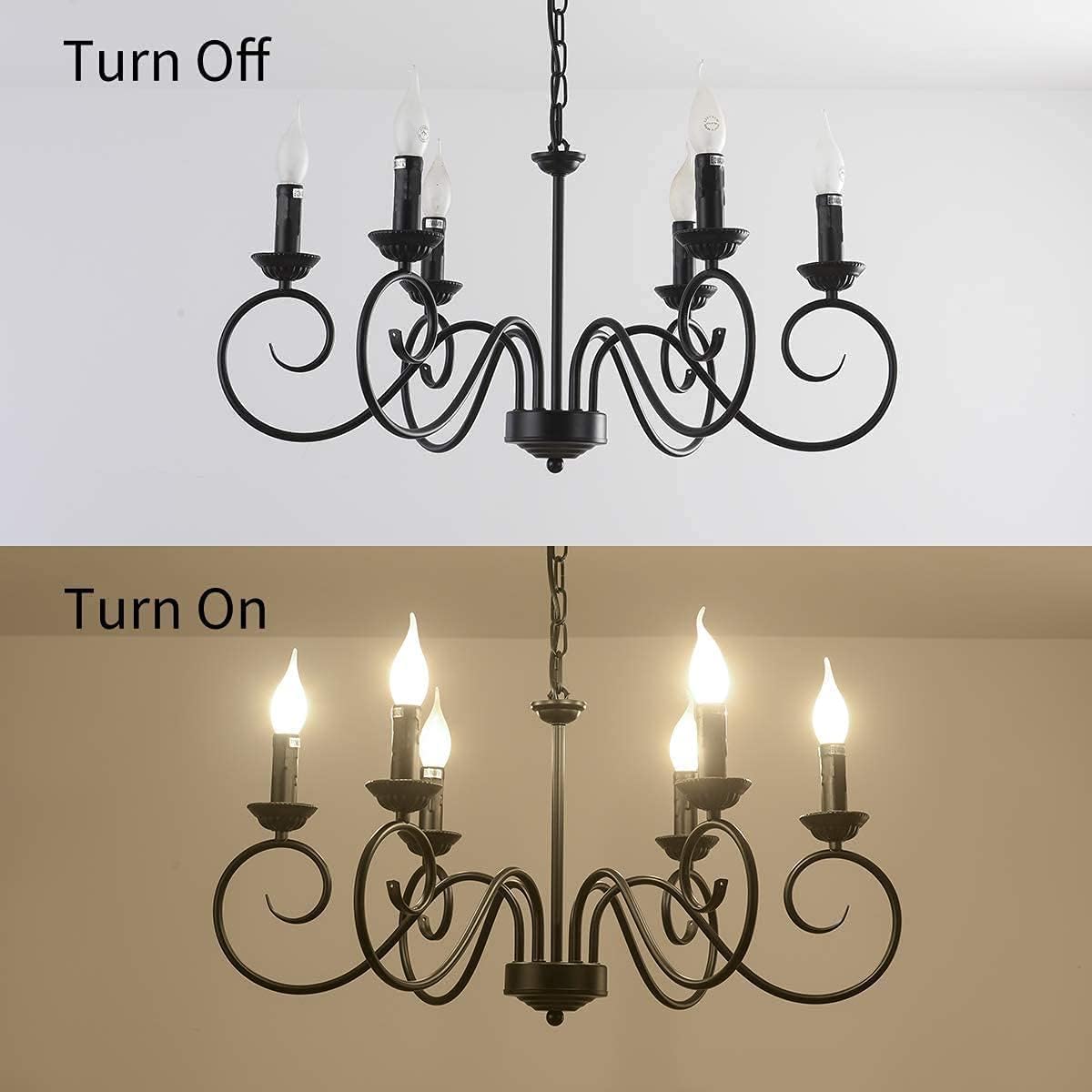 Ganeed French Country Chandeliers,8 Lights Industrial Farmhouse Pendant Light Fixture,Black Candle Ceiling Chandelier Height Adjustable for Living Room Bedroom Entryway Kitchen Island