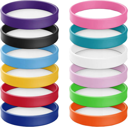 12 Wholesale Rubber Silicone Bracelets Solid Color Silicone Wristbands Colored Rubber Stretch Bracelets for Women Men Teen Gifts (12 Color Mixed)