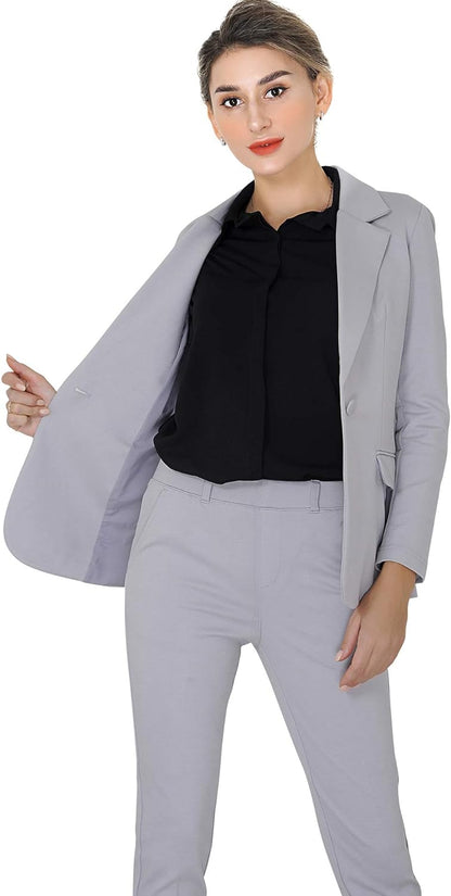 Marycrafts Women's Business Blazer Pant Suit Set for Work