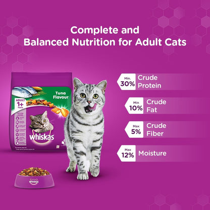 Whiskas Ocean Fish Dry Food, for Adult Cats 1+ Years, Formulated to Help Cats Maintain a Healthy Digestive Tract and Sustain a Healthy Weight, Complete Nutrition & Great Taste, Case of 15x480g