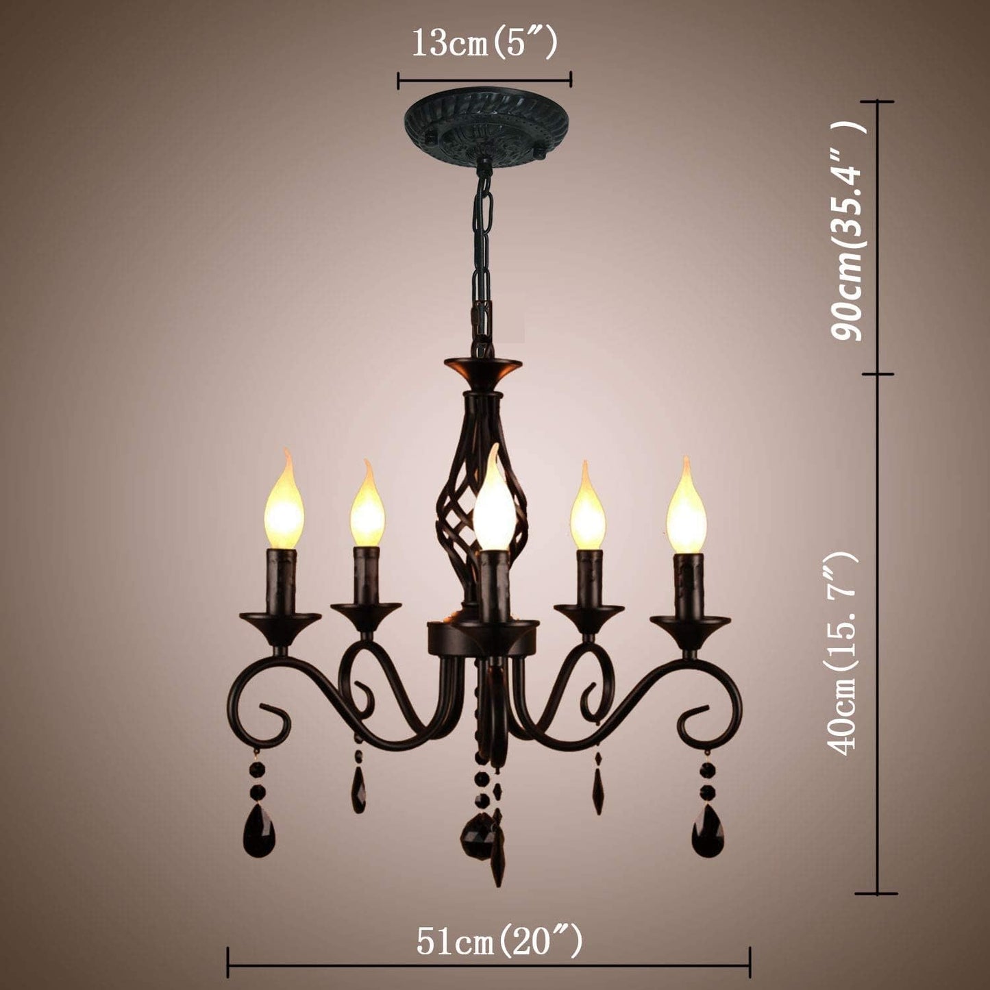 Ganeed Famhouse Chandelier 9-Light Black Classic Candle Pendant Light Fixture Hanging Light Vintage Ceiling Chandelier for Dining Room,Kitchen,Bedroom,Foyer,Living Room