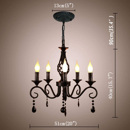 Ganeed Famhouse Chandelier 9-Light Black Classic Candle Pendant Light Fixture Hanging Light Vintage Ceiling Chandelier for Dining Room,Kitchen,Bedroom,Foyer,Living Room