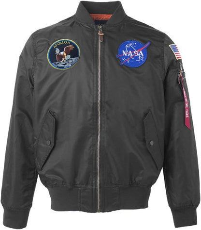 CORIRESHA Mens Apollo NASA Patches Slim Fit Bomber Jackets Windbreaker