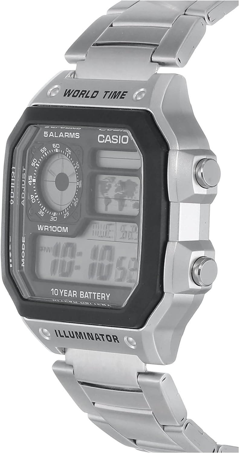 Casio Men's Digital Dial Stainless Steel Band Watch