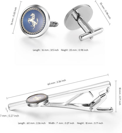 wynameleri Men's Cufflink and Tie Clip Set Fashion Designs with Luxury Gift Box for Party Business Wedding or Various Occasion