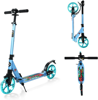 Beauenty 2 Wheels Scooter for Teens, Kick Scooter with Anti-shock Suspension and Adjustable Handlebar for Kids to Adults