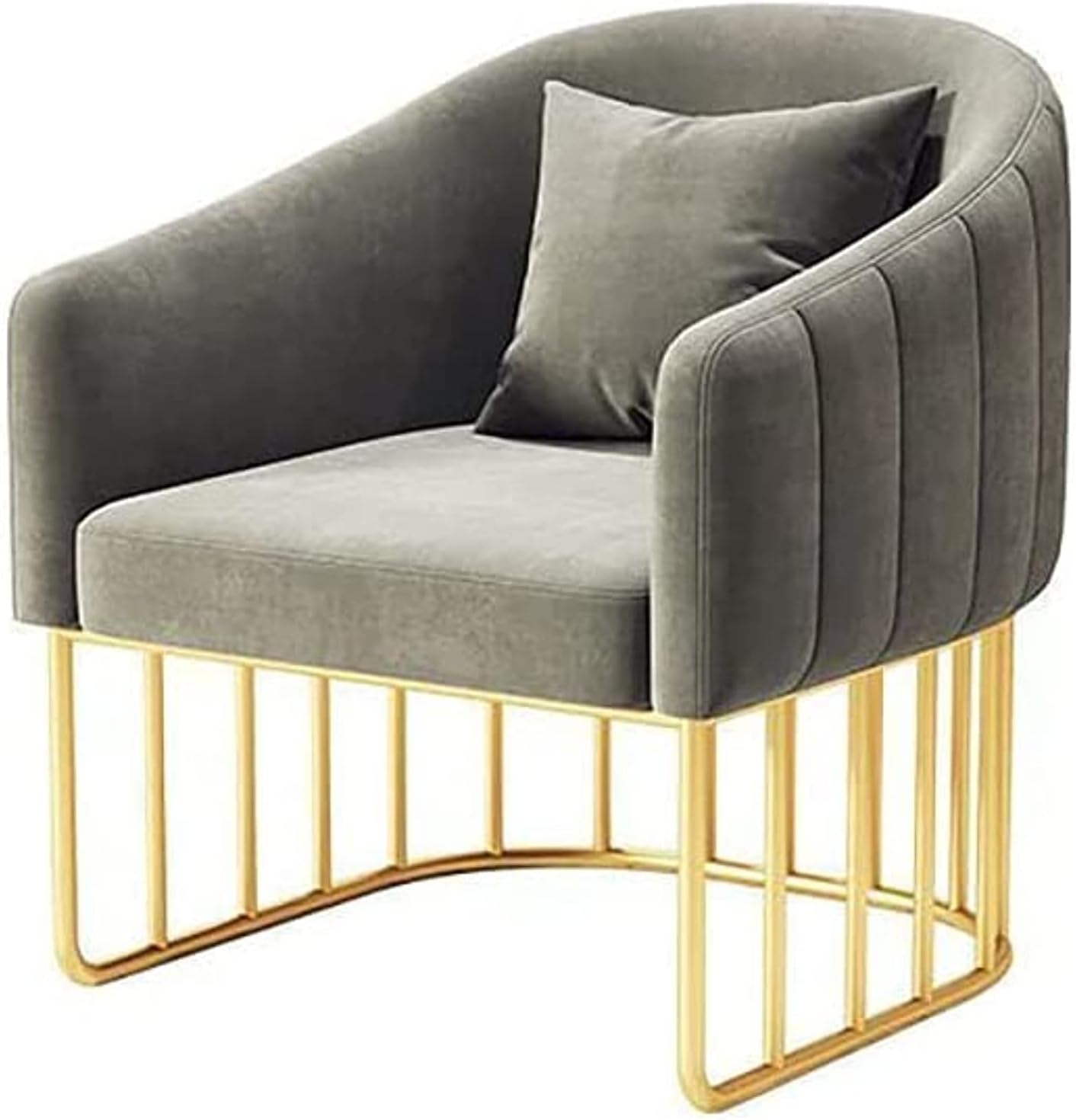 Modern Accent Velvet Chairs Comfy Upholstered Arm Chair Single Sofa With Golden Metal Frame Legs For Living Room Visitor Room (Beige)