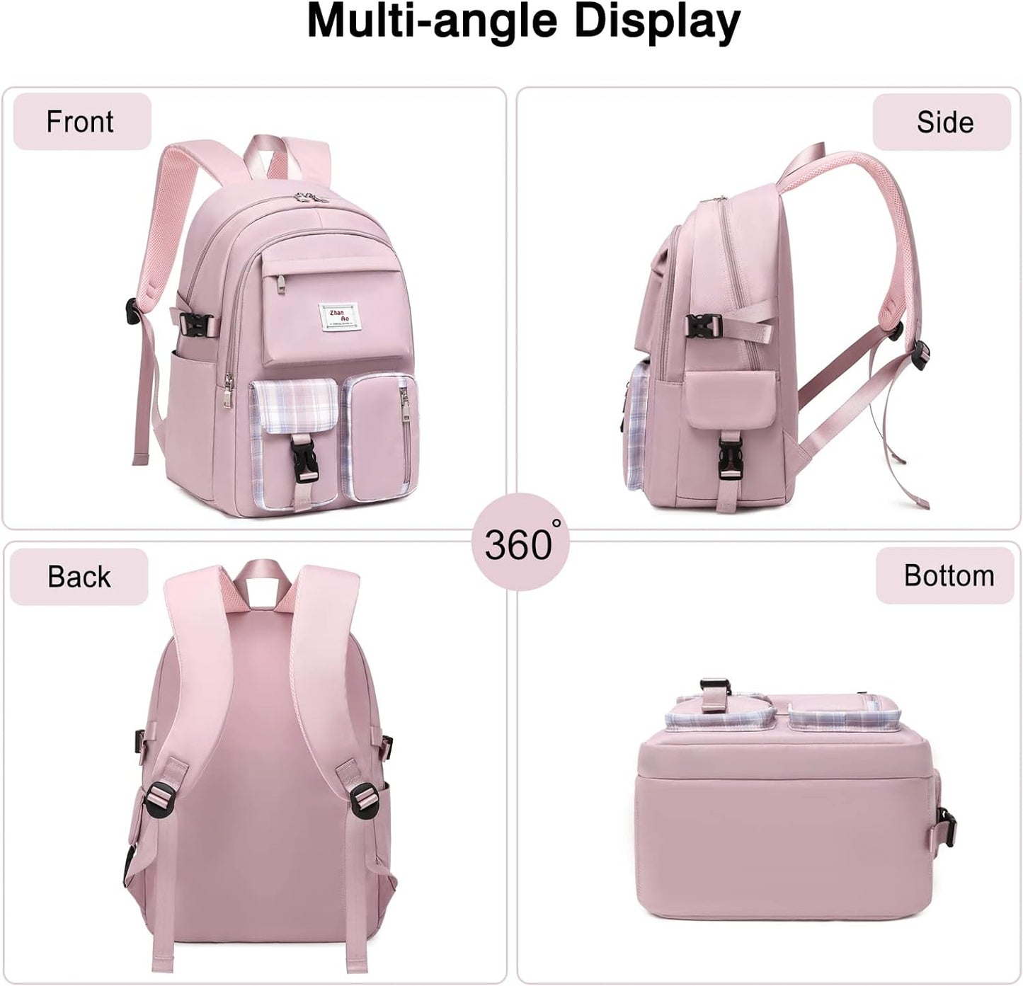 FANDARE Casual Backpack Girl School Bag Boy Daypacks Large Laptop Bag Students College Daypacks Bookbag fit 15.6 inch Laptop Teens Travel Spring Outing Shopping Rucksack Waterproof Polyester