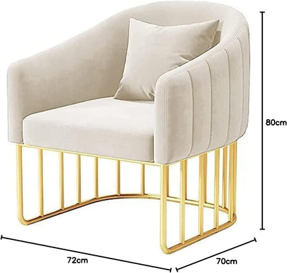 Modern Accent Velvet Chairs Comfy Upholstered Arm Chair Single Sofa With Golden Metal Frame Legs For Living Room Visitor Room (Beige)