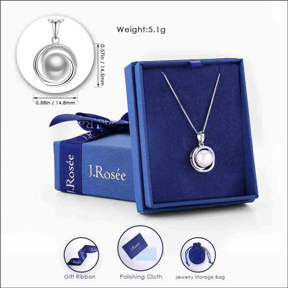 Swarovski Elements Crystal 18K Gold Plated 925 Sterling Silver Pendant Necklace and Studs Earrings J.Rosée Fashion Jewelry Sets for Women Ladies Girls Gift Package