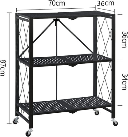 SKY-TOUCH Foldable Storage Organizer 5 Tier, Storage Shelves Kitchen Cabinet Storage Rack, Shelf Storage Multipurpose Rack for Living Room Bedroom Kitchen Garage Black 35x72x160.5cm