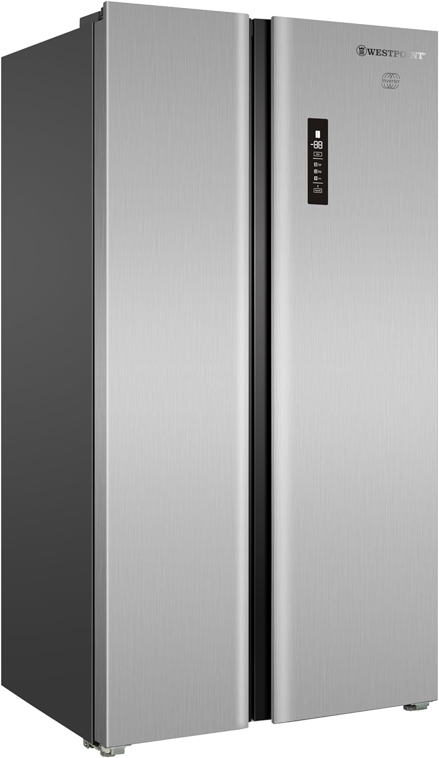 Westpoint Side by Side 2 Door Refrigerator 551 Liter, Frost Free With Inverter Compressor, Digital Control With Temperature Display, Energy Efficient 3 Star ESMA Rated - Silver - WSTW-5423EDI