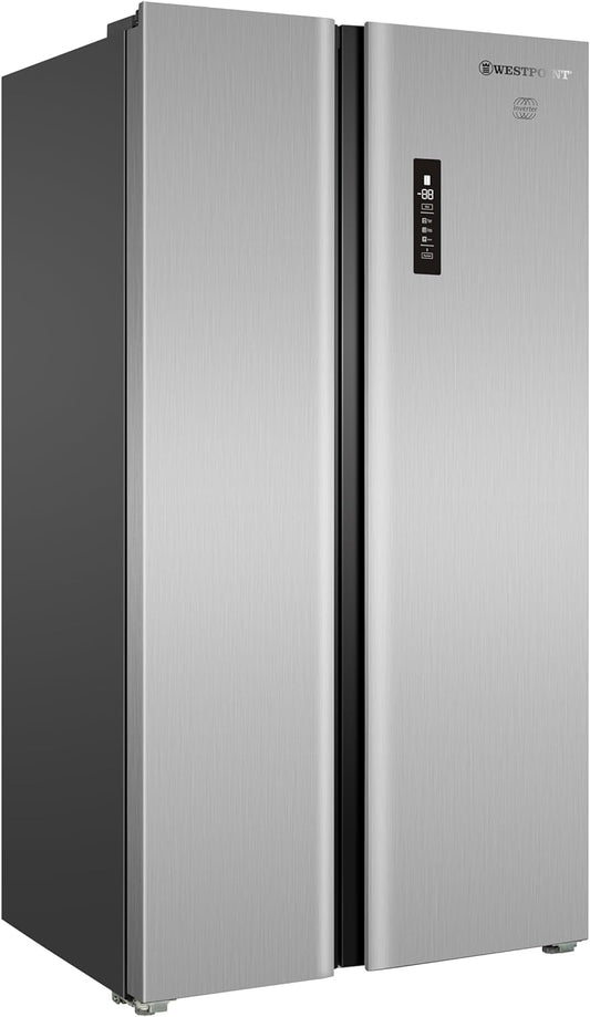 Westpoint Side by Side 2 Door Refrigerator 551 Liter, Frost Free With Inverter Compressor, Digital Control With Temperature Display, Energy Efficient 3 Star ESMA Rated - Silver - WSTW-5423EDI