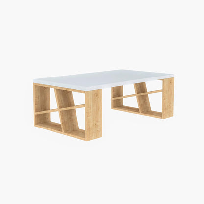 Decortie Honey Coffee Table, Engineered Wood, Ideal For Living Room, Office and Other Spaces, D 60 x W 105 x H 40 cm, White