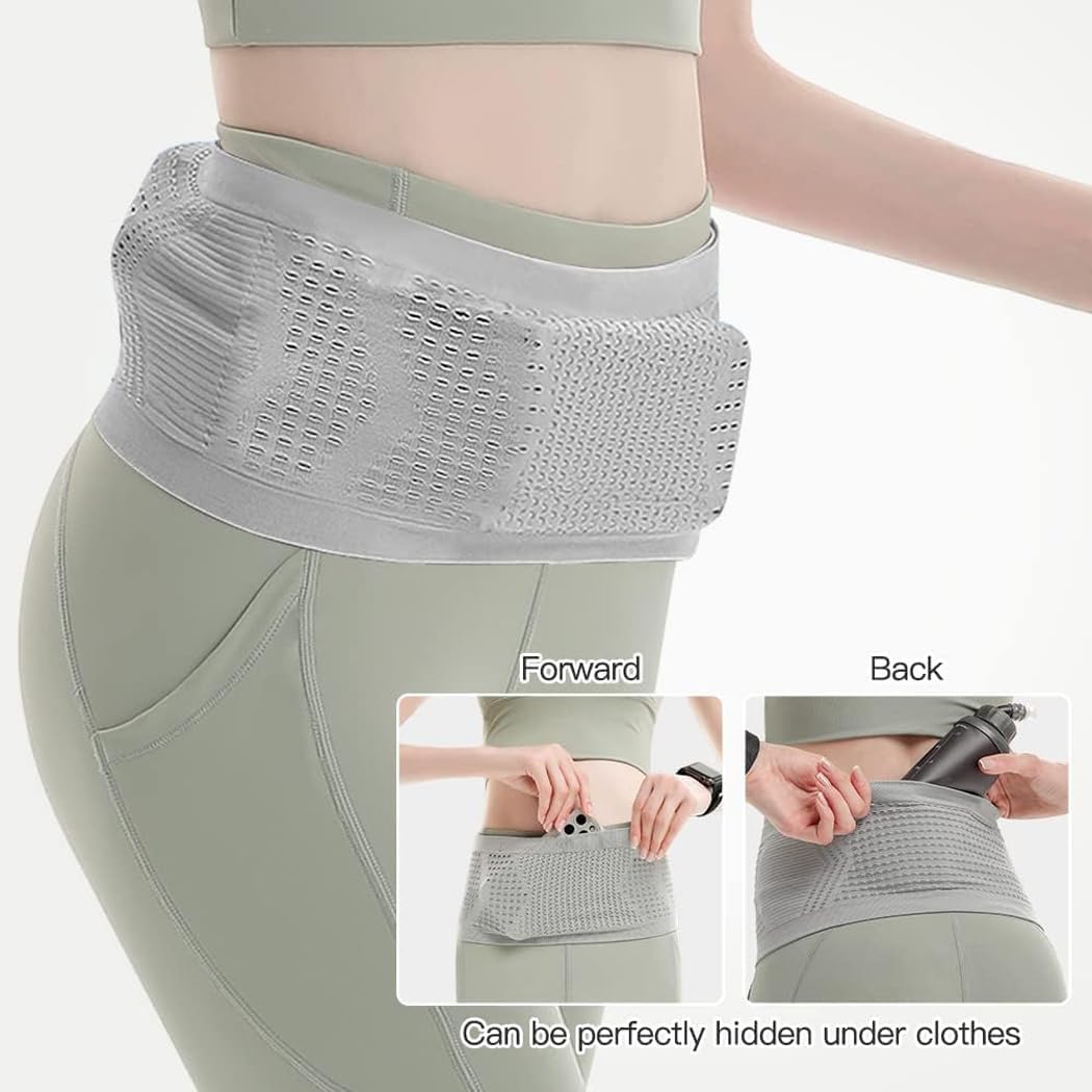 REVHQ Running Belt, Running Fanny Pack, Phone Holder for Running, Waist Bag, Moisture Wicking Storage Belt Bag for Walking, Travel, Sports, Hiking, Workout, Women & Men