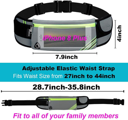 AIKENDO Running Pouch Belt Waist Pack Bag,Workout Fanny Pack,Bounce Free Jogging Pocket Belt–Travelling Money Cell Phone Holder for Running Accessories, Blue, One Size