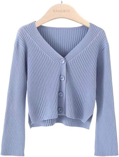 Fankle Sale Women's Button Down V Neck Long Sleeve Cropped Soft Sweater Knit Cardigan Coat