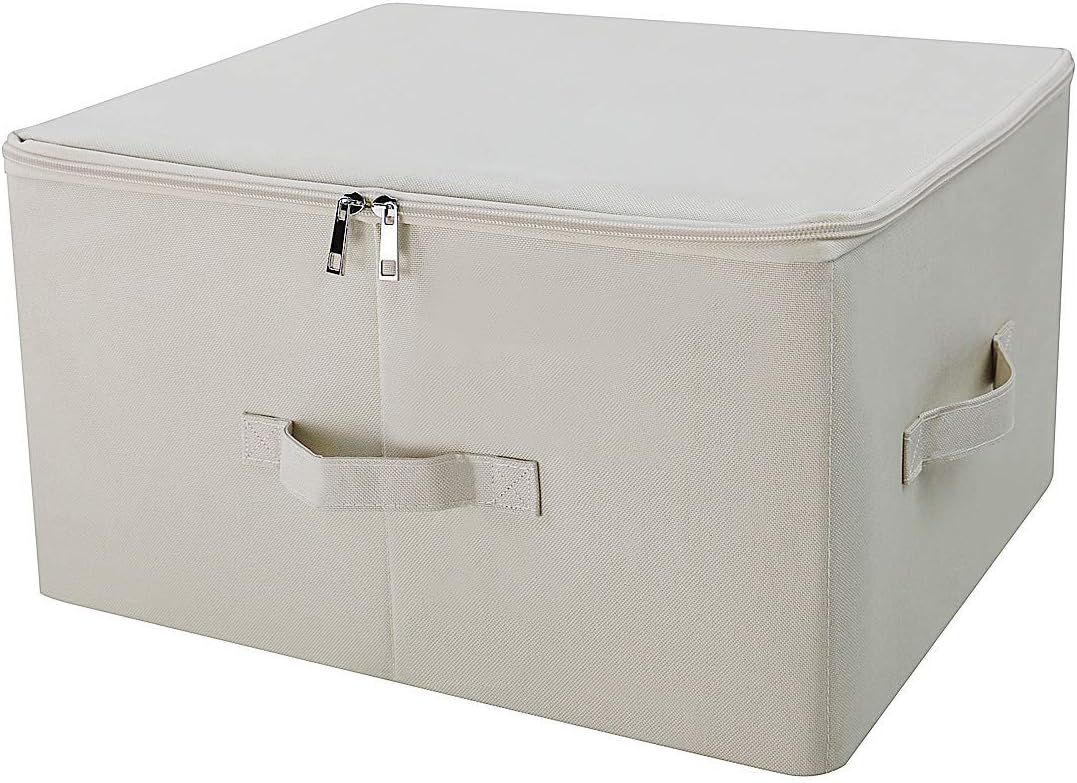 Collapsible Storage Bins with Lids, Storage Cubes, Tide Up Your Closet, Beige, Set of 2