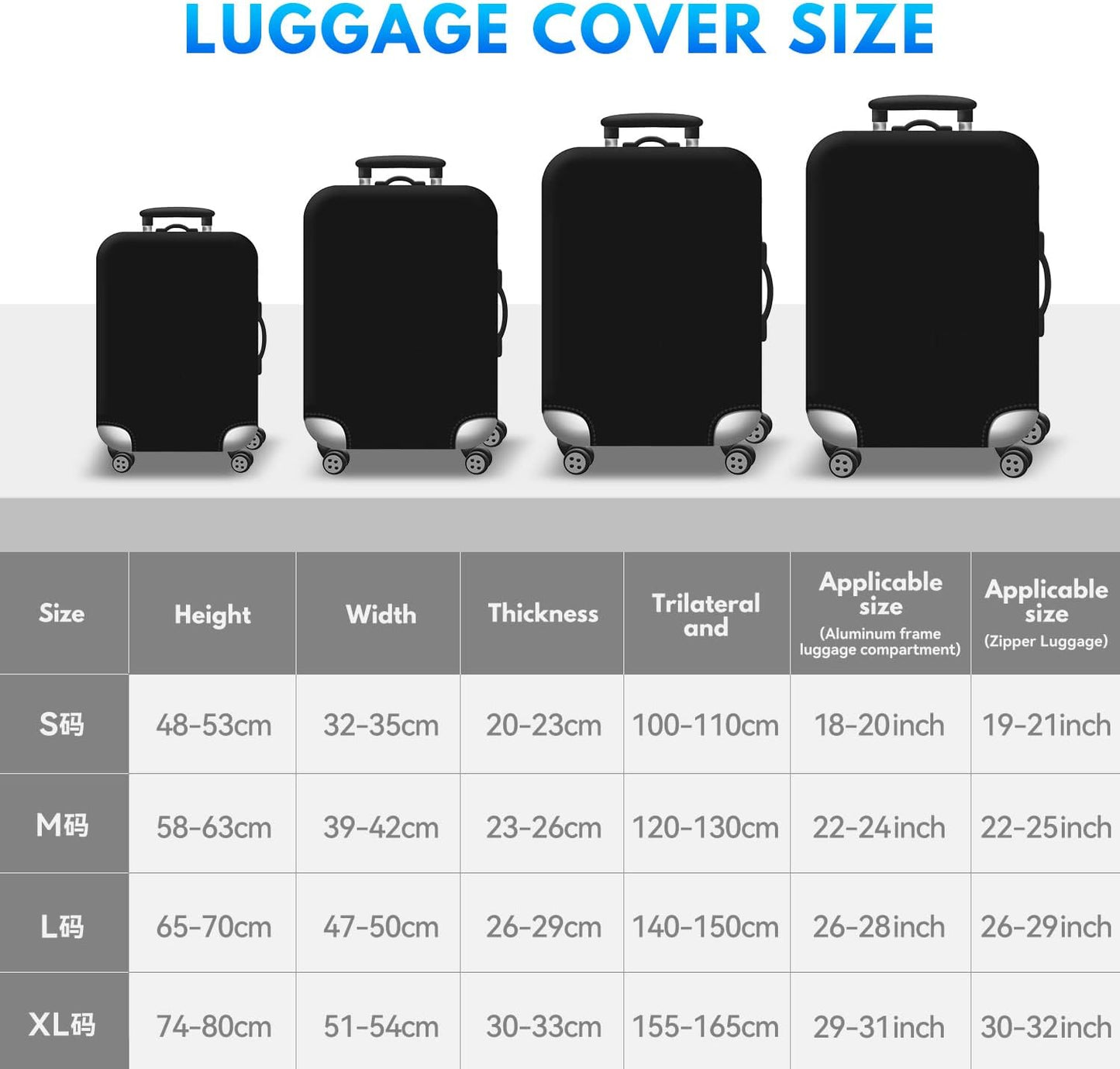 T Tersely Travel Luggage Cover Spandex Suitcase Protector Washable Baggage Covers (for 18-30 inch luggage) Premium Elasticated Luggage Protector -Go Travel (H301, L（26-28 inches）)