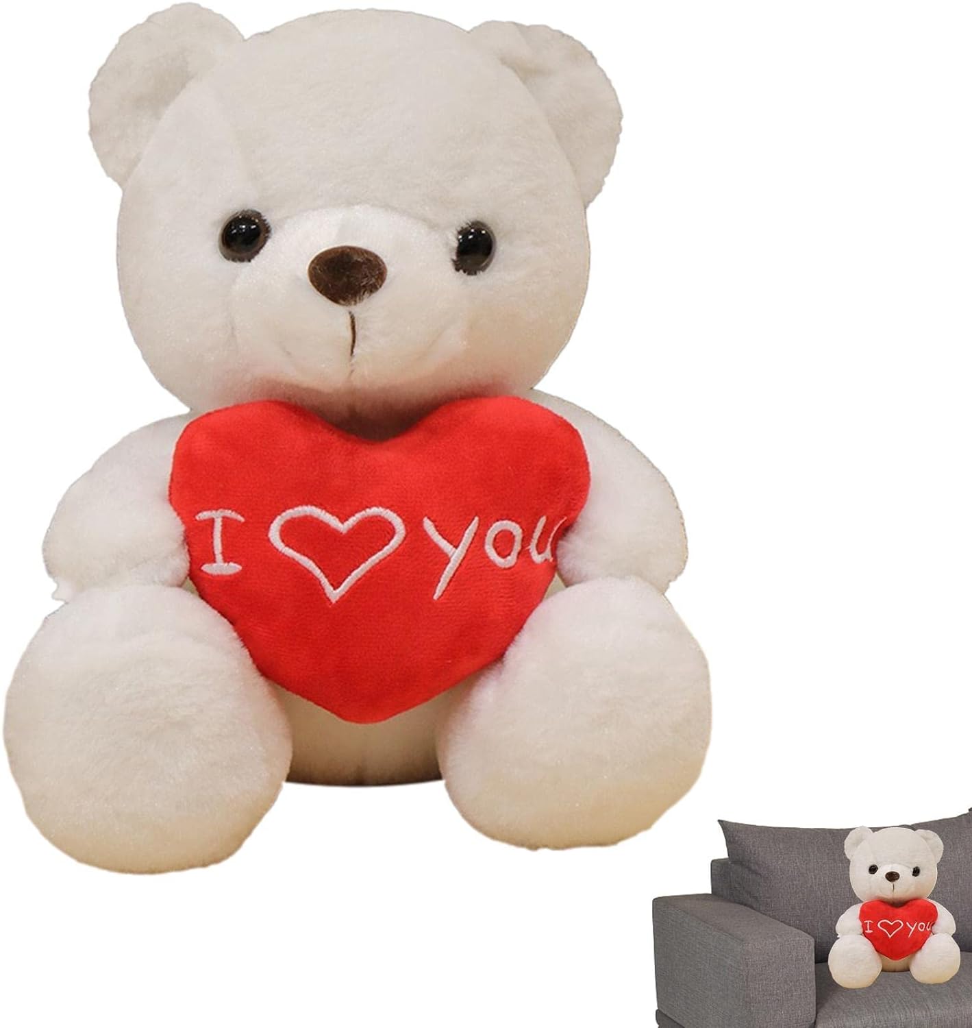 Valentine Bear Plush,11 Inch I Love You Bear Stuffed Animal Doll with Heart - Anniversary Party Favor Supplies Birthday Gifts for Valentine's Day