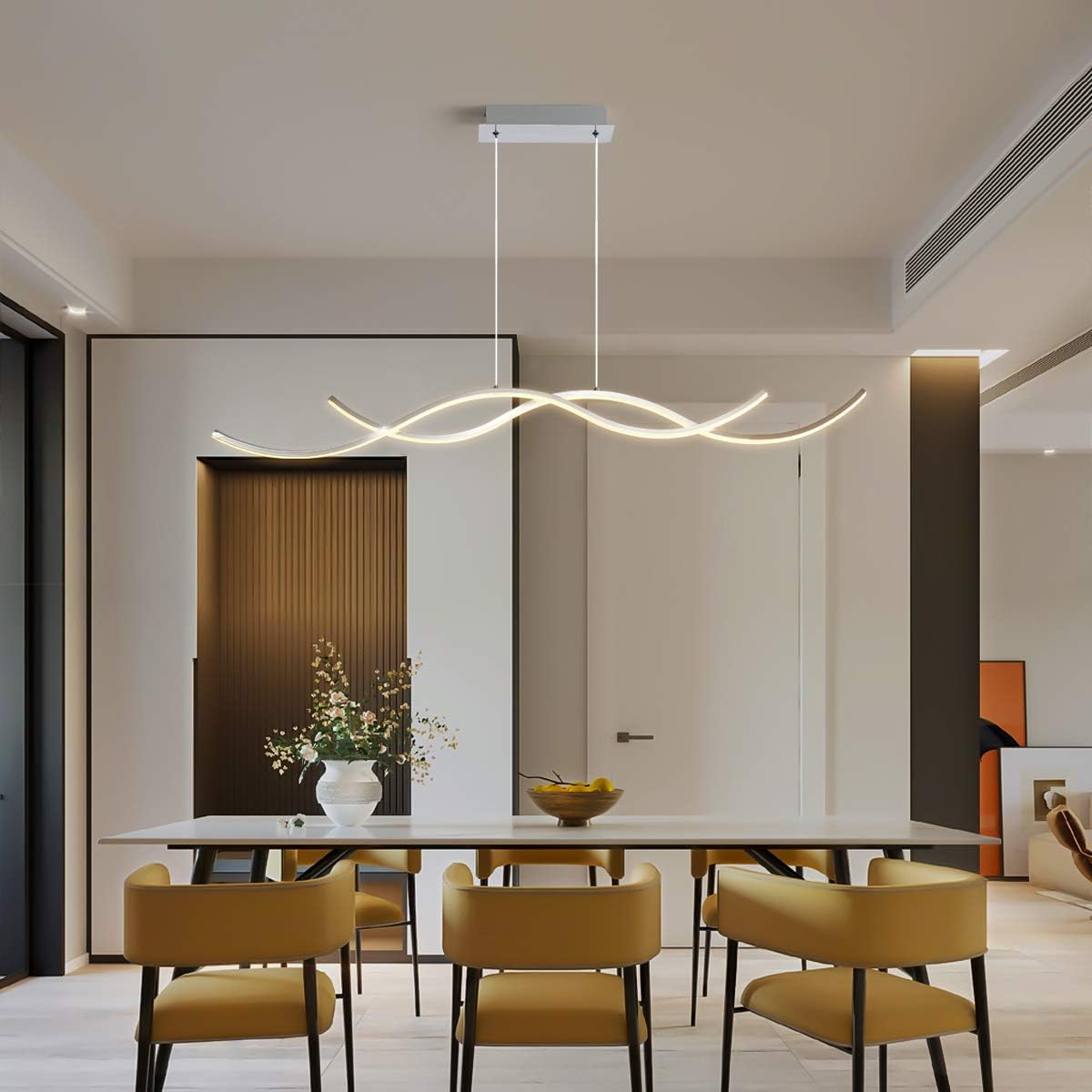 Garwarm Modern LED Pendant Light, 3 Rings Dimmable Contemporary Chandelier, 76W Acrylic Black Circular Hanging Lighting Fixture for Living Dining Room Entryway Foyer Staircase(Φ7.87+15.74"+23.62")