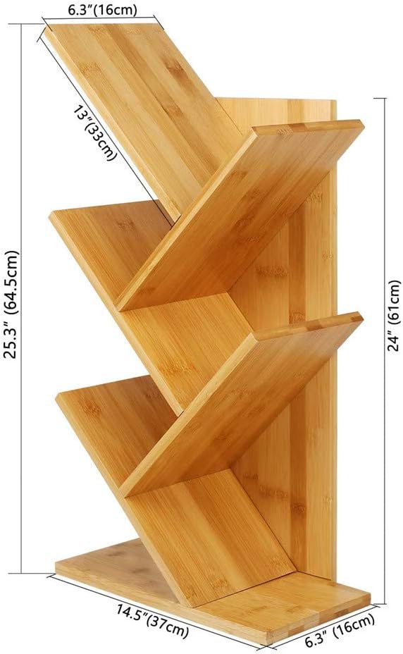 U-HOOME 8-Shelf Bookshelf Tree Bookcase Wood Bookshelves Storage Rack MDF Tree Book Shelf Display Organizer for Books,Magazines,CDs and Photo Album Holds Up to 5kgs Per Shelf ，White