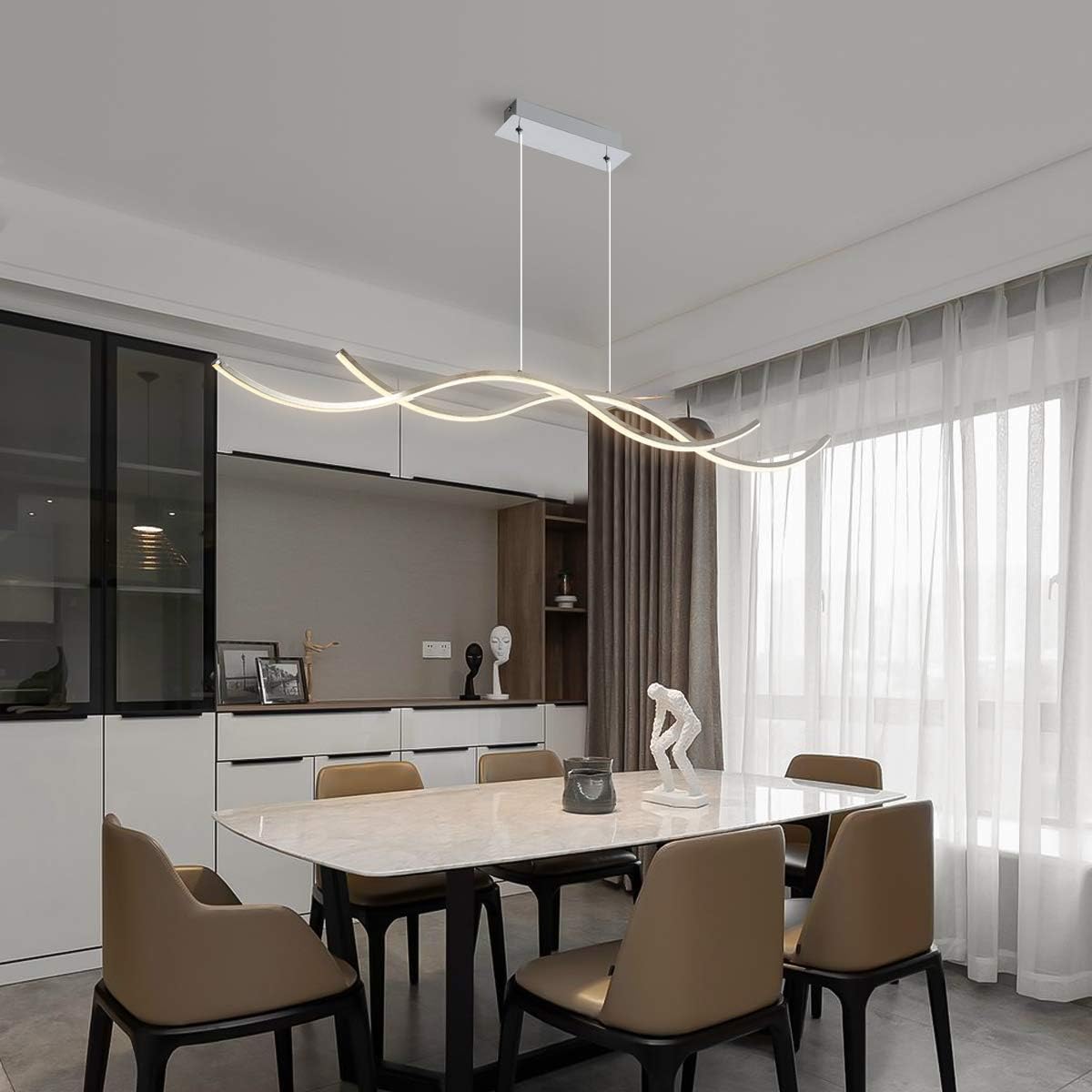 Garwarm Modern LED Pendant Light, 3 Rings Dimmable Contemporary Chandelier, 76W Acrylic Black Circular Hanging Lighting Fixture for Living Dining Room Entryway Foyer Staircase(Φ7.87+15.74"+23.62")